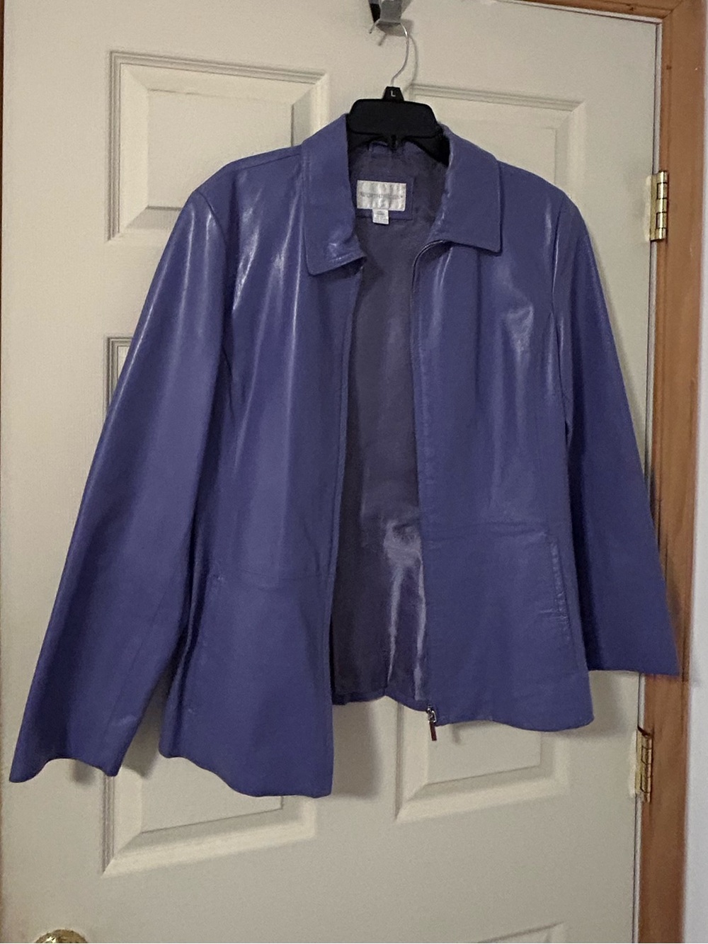 Worthington Women’s Lavender Zip Up Leather Jacket Large